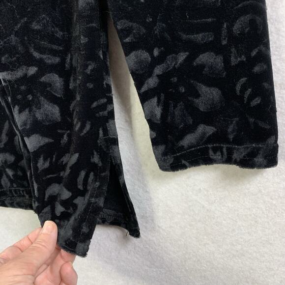 Vintage Womens Burnout Velvet Tunic Top Sz S/M Black Event Holiday Whimsigoth - Picture 2 of 10